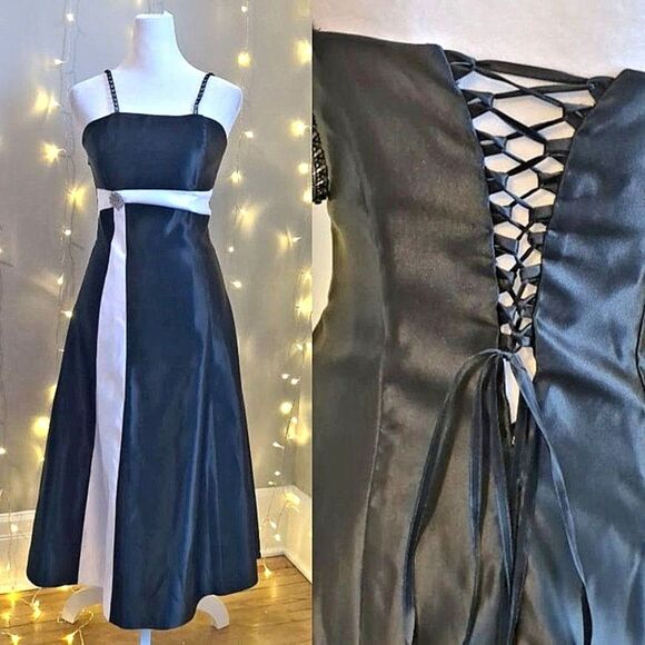 Vintage 90s Jessica McClintock Gunne Sax Formal Rhinestone Corset Back JR 3 - Picture 1 of 11